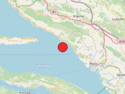 Potres u moru između kopna i Pelješca